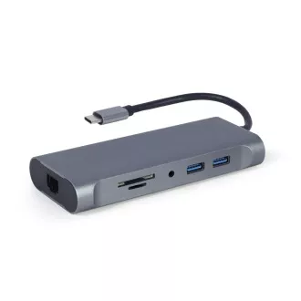 Gembird USB-C 7v1 multiport USB 3.0 HDMI VGA PD czytnik kart dźwięk stereo Gembird USB-C 7v1 multiport USB 3.0 HDMI VGA PD czytnik kart dźwięk stereo