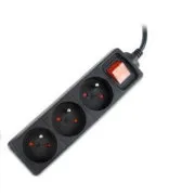 Przedłużacz GEMBIRD 3FR/10A/C14, 0,6 m, czarny