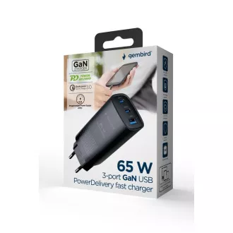 Ładowarka GEMBIRD PD 1xUSB-A 2xUSB-C 67W czarna