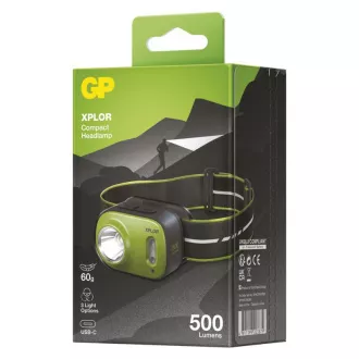 Akumulatorowa latarka czołowa LED GP Xplor PHR17, 500 lm