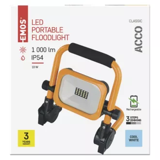 EMOS PRZENOŚNY AKUMULATOROWY REFLEKTOR LED ACCO 10W, 1000LM, IP54