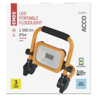 EMOS PRZENOŚNY AKUMULATOROWY REFLEKTOR LED ACCO 10W, 1000LM, IP54 EMOS PRZENOŚNY AKUMULATOROWY REFLEKTOR LED ACCO 10W, 1000LM, IP54