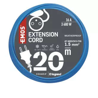 PRZEDŁUŻACZ EMOS 1Z 20M 1,5MM KABEL ZAPOBIEGAJĄCY ZAMARZANIU