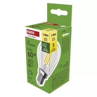 EMOS LED FLM MINI GL 3,8W(60W) 806lm E14 WW A CLAS