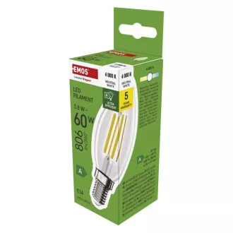 EMOS LED FLM ŚWIECA 3,8W(60W) 806lm E14 NW A CLASS