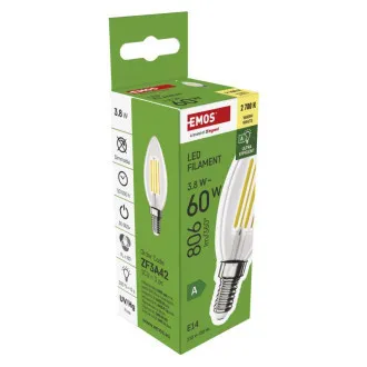 EMOS LED FLM ŚWIECA 3,8W(60W) 806lm E14 WW A CLASS EMOS LED FLM ŚWIECA 3,8W(60W) 806lm E14 WW A CLASS