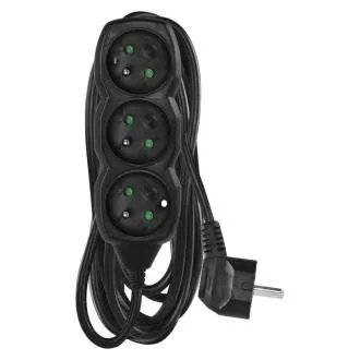 Przedłużacz EMOS 3z/5m, czarny, 1,5mm Przedłużacz EMOS 3z/5m, czarny, 1,5mm