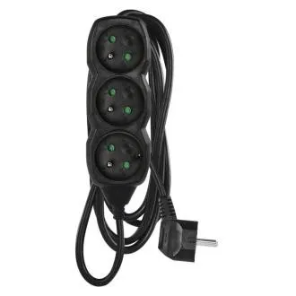 Przedłużacz EMOS 3z/3m, czarny, 1,5mm Przedłużacz EMOS 3z/3m, czarny, 1,5mm