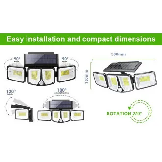 Zewnętrzna lampa solarna LED z czujnikiem ruchu VIKING S180/1200lm/2200mAh/3 tryby/IP65 Zewnętrzna lampa solarna LED z czujnikiem ruchu VIKING S180/1200lm/2200mAh/3 tryby/IP65