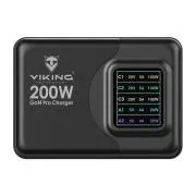 Ładowarka Viking USB GaN 200W PD PRO/adapter sieciowy/Wyjście: 3xUSB-C, 2xUSB-A/Szybkie ładowanie/