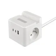 Zasilacz VIKING YC23H, biały/Wyjście:2xAC,1xUSB-A,2xUSB-C/Uchwyt mobilny/Lampka LED/1,4m kabel