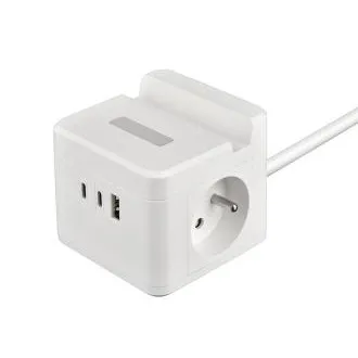 Zasilacz VIKING YC23H, biały/Wyjście:2xAC,1xUSB-A,2xUSB-C/Uchwyt mobilny/Lampka LED/1,4m kabel Zasilacz VIKING YC23H, biały/Wyjście:2xAC,1xUSB-A,2xUSB-C/Uchwyt mobilny/Lampka LED/1,4m kabel