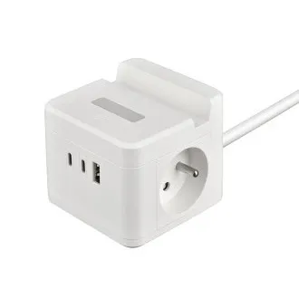 Zasilacz VIKING YC23H, biały/Wyjście:2xAC,1xUSB-A,2xUSB-C/Uchwyt mobilny/Lampka LED/1,4m kabel Zasilacz VIKING YC23H, biały/Wyjście:2xAC,1xUSB-A,2xUSB-C/Uchwyt mobilny/Lampka LED/1,4m kabel