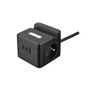 Zasilacz sieciowy VIKING YC23H, czarny/Wyjście:2xAC,1xUSB-A,2xUSB-C/Uchwyt mobilny/Lampka LED/1,4m kabel