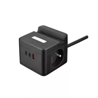 Zasilacz sieciowy VIKING YC23H, czarny/Wyjście:2xAC,1xUSB-A,2xUSB-C/Uchwyt mobilny/Lampka LED/1,4m kabel