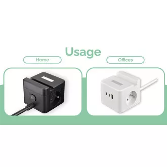 Zasilacz sieciowy VIKING YC23H, czarny/Wyjście:2xAC,1xUSB-A,2xUSB-C/Uchwyt mobilny/Lampka LED/1,4m kabel