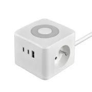 Zasilacz VIKING YC23L, biały/Wyjście:2xAC,1xUSB-A,2xUSB-C/podświetlenie dotykowe/1,4m kabel