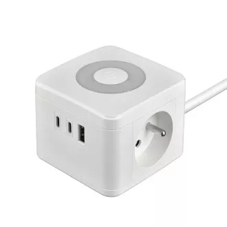 Zasilacz VIKING YC23L, biały/Wyjście:2xAC,1xUSB-A,2xUSB-C/podświetlenie dotykowe/1,4m kabel