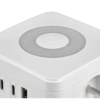 Zasilacz VIKING YC23L, biały/Wyjście:2xAC,1xUSB-A,2xUSB-C/podświetlenie dotykowe/1,4m kabel
