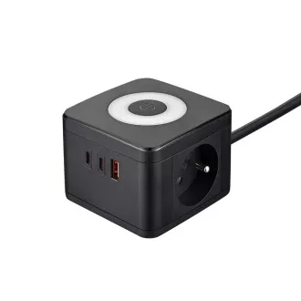 Zasilacz sieciowy VIKING YC23L, czarny/Wyjście:2xAC,1xUSB-A,2xUSB-C/dotykowe podświetlenie LED/1,4m kabel