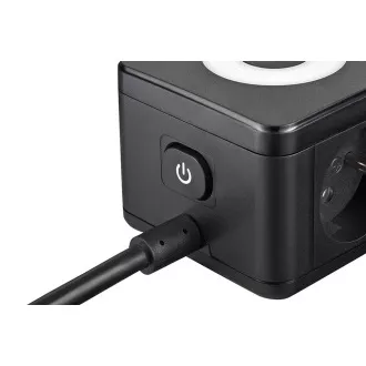Zasilacz sieciowy VIKING YC23L, czarny/Wyjście:2xAC,1xUSB-A,2xUSB-C/dotykowe podświetlenie LED/1,4m kabel