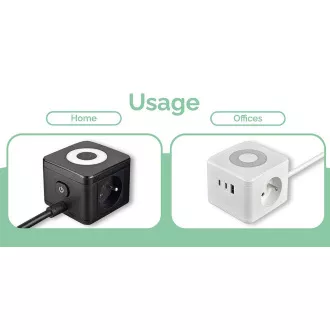 Zasilacz sieciowy VIKING YC23L, czarny/Wyjście:2xAC,1xUSB-A,2xUSB-C/dotykowe podświetlenie LED/1,4m kabel
