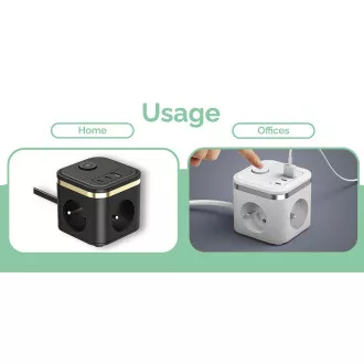 Zasilacz VIKING YC33, biały/Wyjście: 3xAC, 1xUSB-A, 2xUSB-C/Przycisk włączania/wyłączania/1,4 m kabel