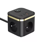 Zasilacz VIKING YC33, czarny/Wyjście: 3xAC, 1xUSB-A, 2xUSB-C/Przycisk włączania/wyłączania/1,4 m kabel