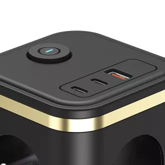 Zasilacz VIKING YC33, czarny/Wyjście: 3xAC, 1xUSB-A, 2xUSB-C/Przycisk włączania/wyłączania/1,4 m kabel Zasilacz VIKING YC33, czarny/Wyjście: 3xAC, 1xUSB-A, 2xUSB-C/Przycisk włączania/wyłączania/1,4 m kabel