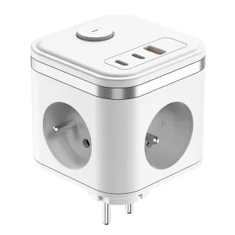 Zasilacz VIKING Y33, biały/Wyjście: 3xAC, 1xUSB-A, 2xUSB-C/Przycisk włączania/wyłączania