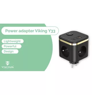 Zasilacz VIKING Y33, biały/Wyjście: 3xAC, 1xUSB-A, 2xUSB-C/Przycisk włączania/wyłączania