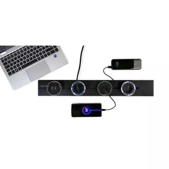 Moduł gniazda Viking A40SB, srebrno-czarny/wyjścia - 1xAC/zasilanie do 2500W/230V,16A,50Hz/typ gniazda