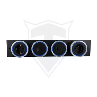 Moduł gniazda Viking A40SB, srebrno-czarny/wyjścia - 1xAC/zasilanie do 2500W/230V,16A,50Hz/typ gniazda