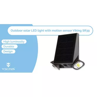 Zewnętrzna lampa solarna LED Viking SR39/czujnik ruchu/800 lm/IP44/4 tryby/światło dzienne białe