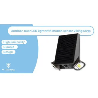 Zewnętrzna lampa solarna LED Viking SR39/czujnik ruchu/800 lm/IP44/4 tryby/światło dzienne białe Zewnętrzna lampa solarna LED Viking SR39/czujnik ruchu/800 lm/IP44/4 tryby/światło dzienne białe