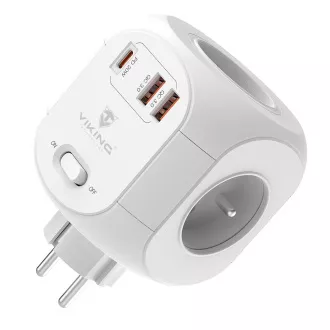 Zasilacz Viking AC43/Wyjście: 4xAC, 2xUSB-A, 1xUSB-C/moc do 3500W/przycisk ON/OFF