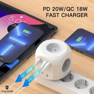 Zasilacz Viking AC43/Wyjście: 4xAC, 2xUSB-A, 1xUSB-C/moc do 3500W/przycisk ON/OFF