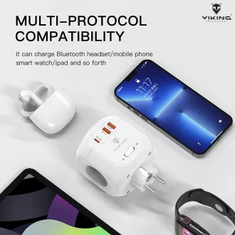 Zasilacz Viking AC43/Wyjście: 4xAC, 2xUSB-A, 1xUSB-C/moc do 3500W/przycisk ON/OFF