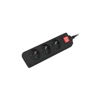 Przedłużacz Lanberg PS1, 3 gniazda, przełącznik 3m, czarny Przedłużacz Lanberg PS1, 3 gniazda, przełącznik 3m, czarny