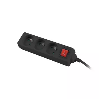 Przedłużacz Lanberg PS1, 3 gniazda, przełącznik 3m, czarny Przedłużacz Lanberg PS1, 3 gniazda, przełącznik 3m, czarny