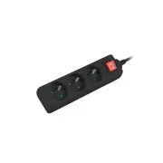Przedłużacz Lanberg PS1, 3 gniazda, przełącznik 3m, czarny