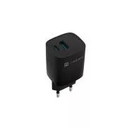 Uniwersalna ładowarka USB Natec RIBERA GaN 30 W, 1X USB-A, 1X USB-C, czarna