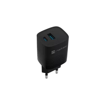 Uniwersalna ładowarka USB Natec RIBERA GaN 30 W, 1X USB-A, 1X USB-C, czarna