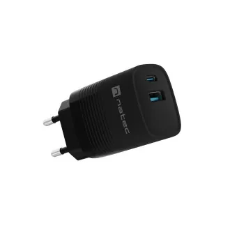 Uniwersalna ładowarka USB Natec RIBERA GaN 30 W, 1X USB-A, 1X USB-C, czarna