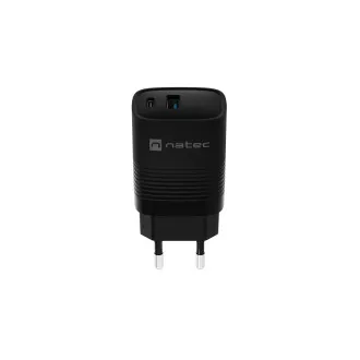 Uniwersalna ładowarka USB Natec RIBERA GaN 30 W, 1X USB-A, 1X USB-C, czarna