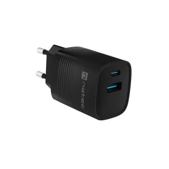Uniwersalna ładowarka USB Natec RIBERA GaN 30 W, 1X USB-A, 1X USB-C, czarna