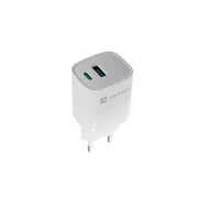 Uniwersalna ładowarka USB Natec RIBERA GaN 30W, 1X USB-A, 1X USB-C, biała