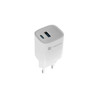Uniwersalna ładowarka USB Natec RIBERA GaN 30W, 1X USB-A, 1X USB-C, biała