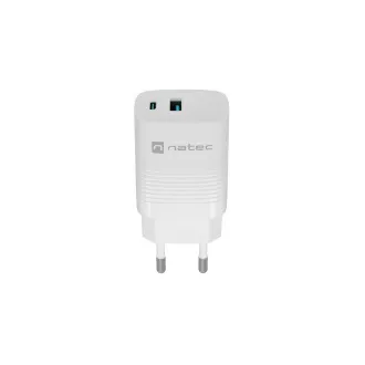 Uniwersalna ładowarka USB Natec RIBERA GaN 30W, 1X USB-A, 1X USB-C, biała
