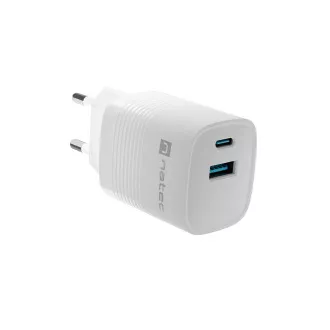 Uniwersalna ładowarka USB Natec RIBERA GaN 30W, 1X USB-A, 1X USB-C, biała